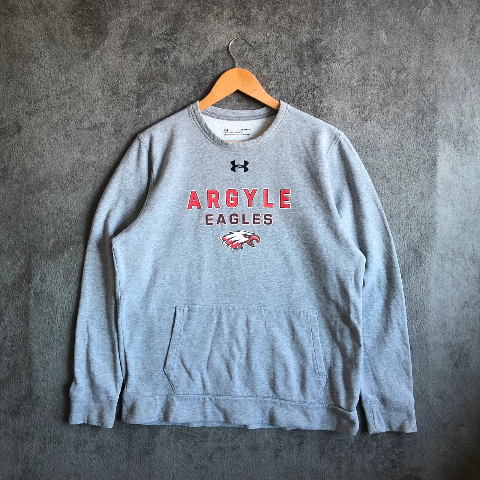 Under Armour Argyle Eagles graphic grey sweatshirt with front kangaroo pocket M