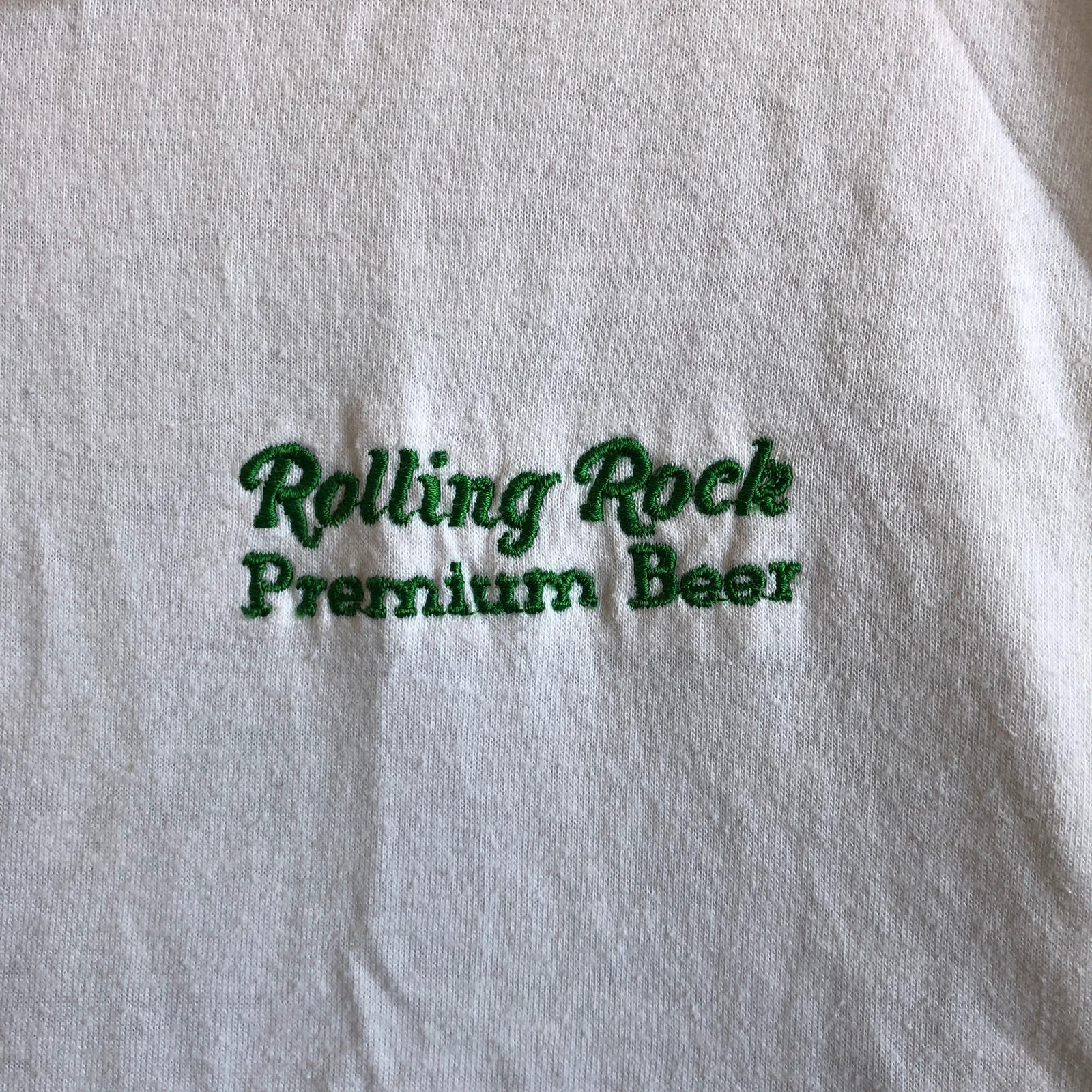 Vintage 90s white single stitch polo Rolling Rock tee L - Image 3
