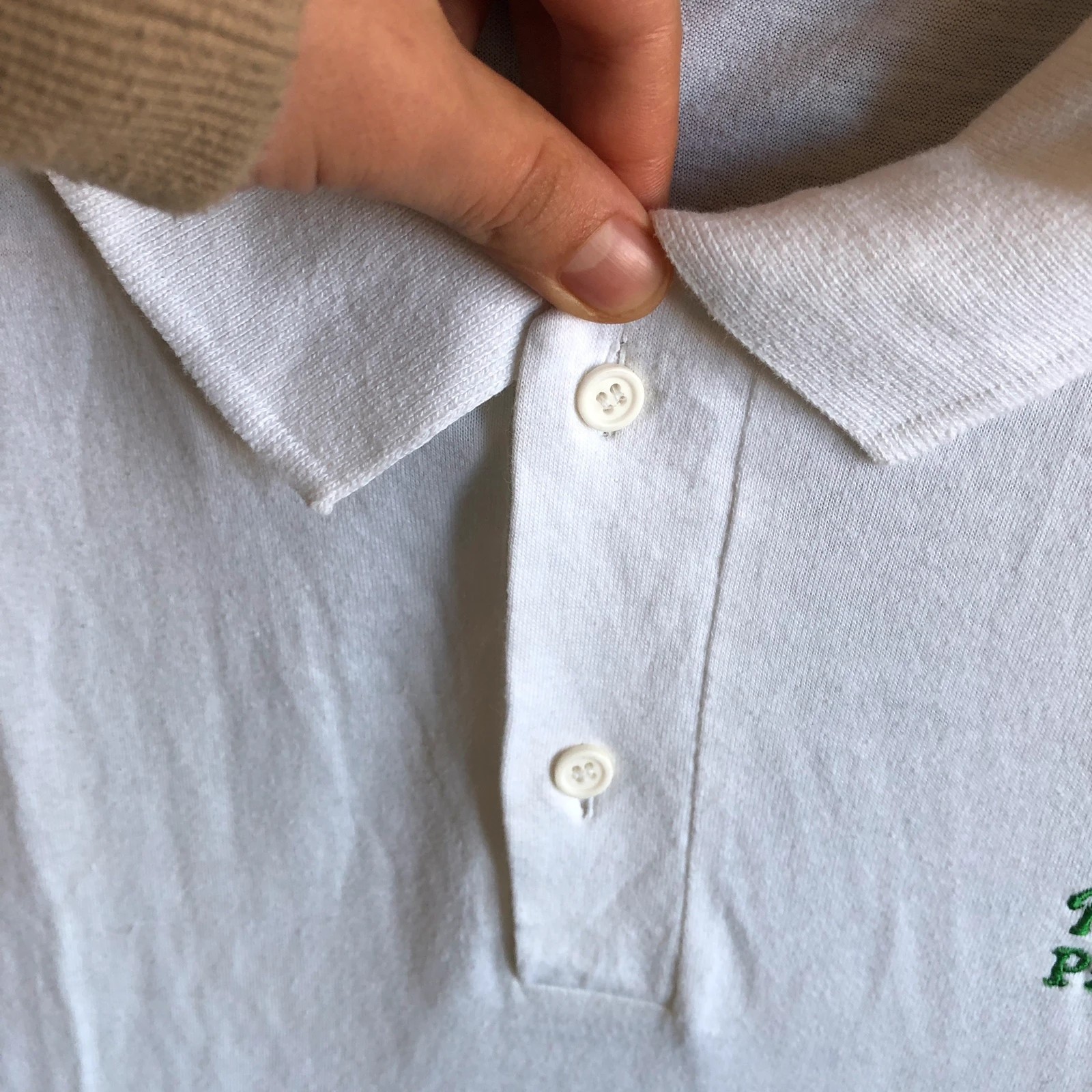 Vintage 90s white single stitch polo Rolling Rock tee L - Image 5