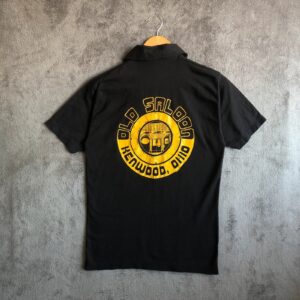 Vintage 90s black single stitch polo big graphic tee S