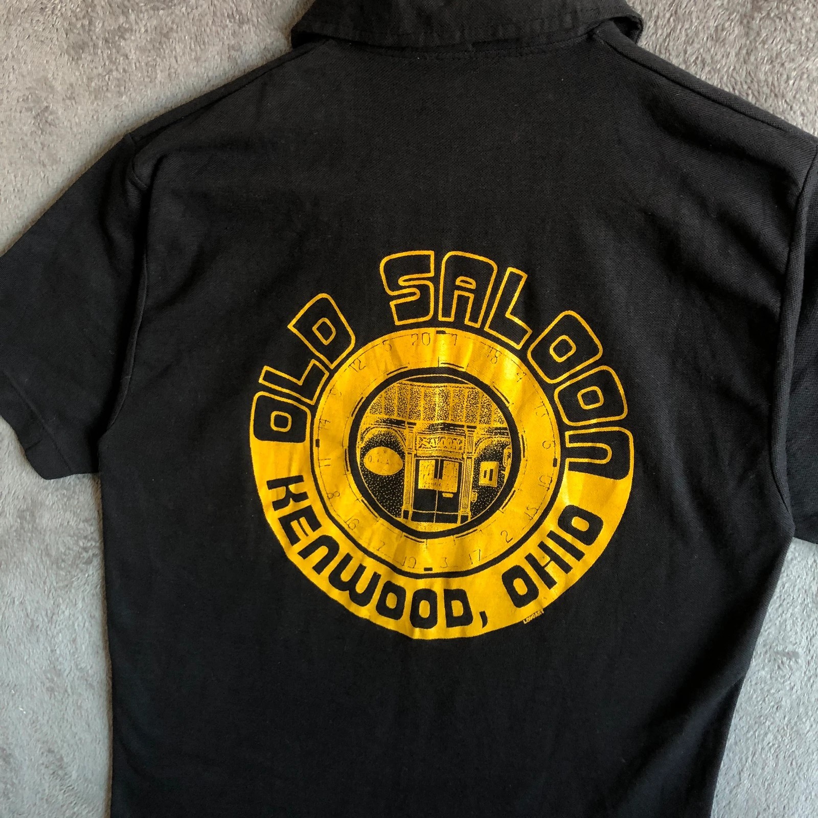 Vintage 90s black single stitch polo big graphic tee S - Image 8