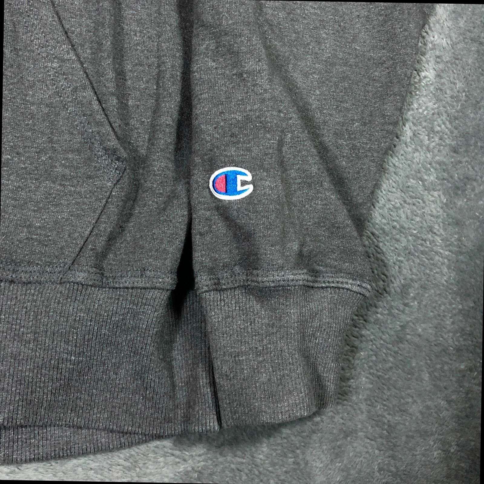 Champion dark grey spell out hoodie L - Image 5