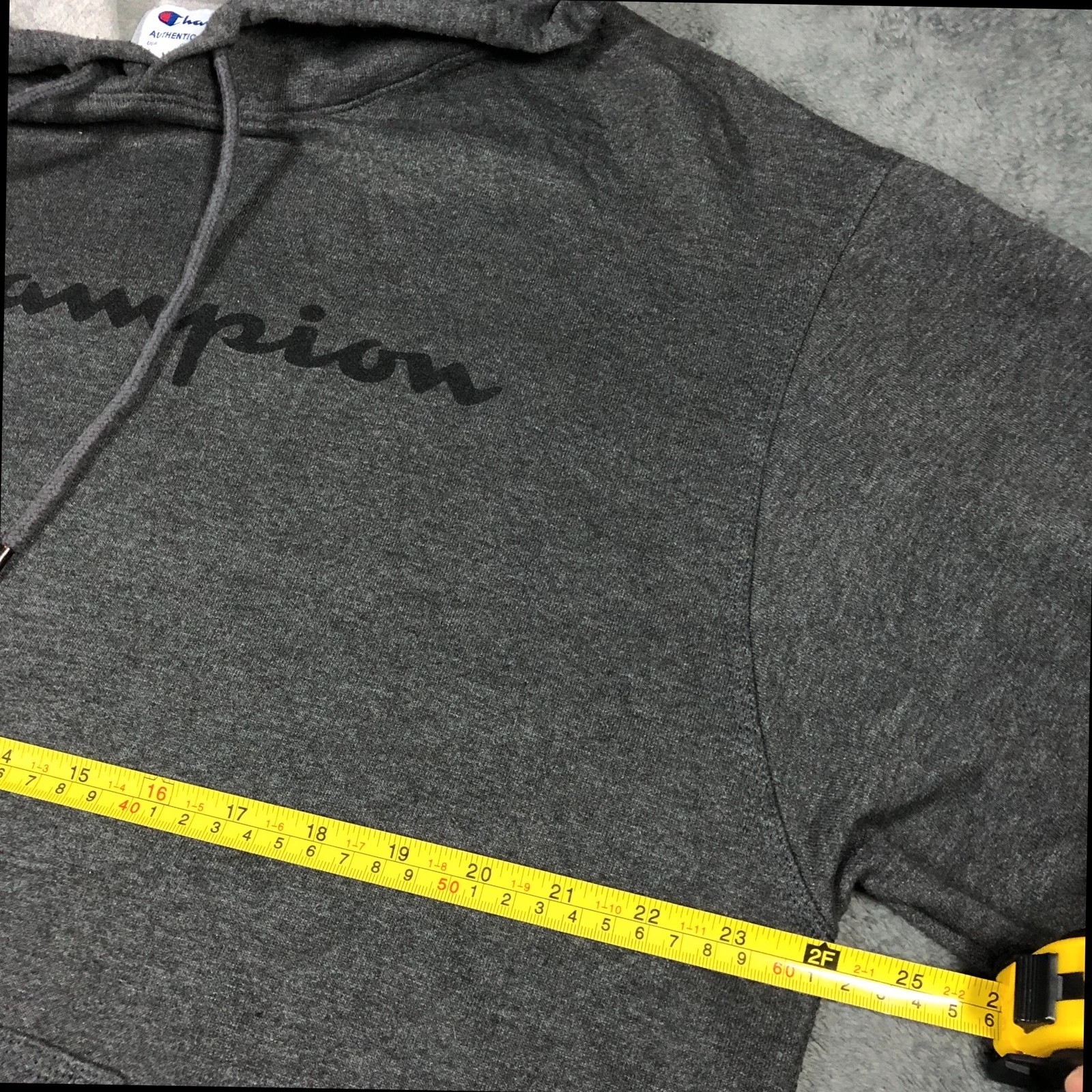 Champion dark grey spell out hoodie L - Image 7
