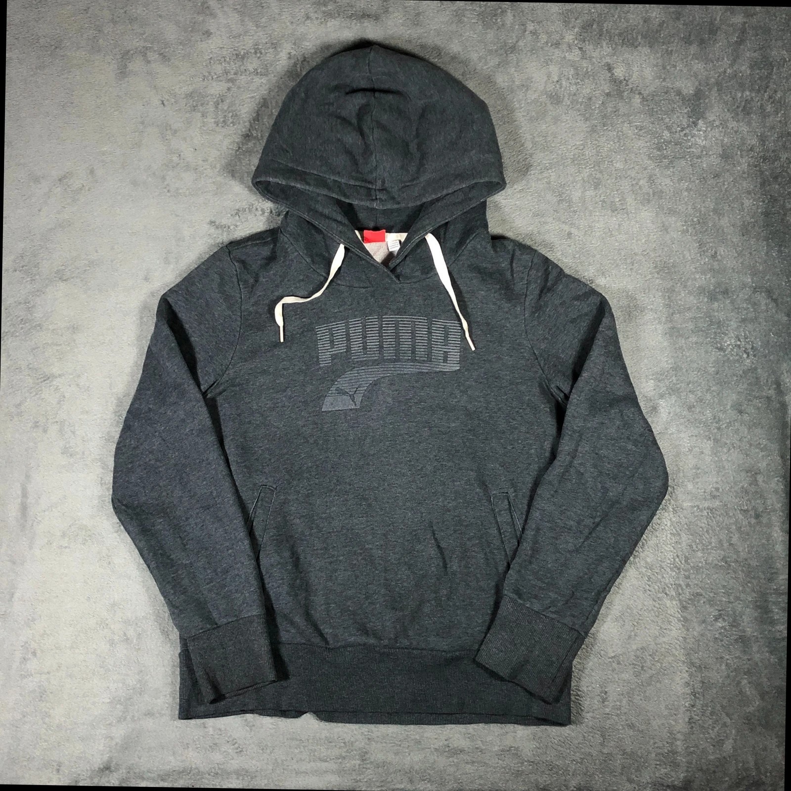 Puma dark grey spell out hoodie womens size L (UK 12/14)