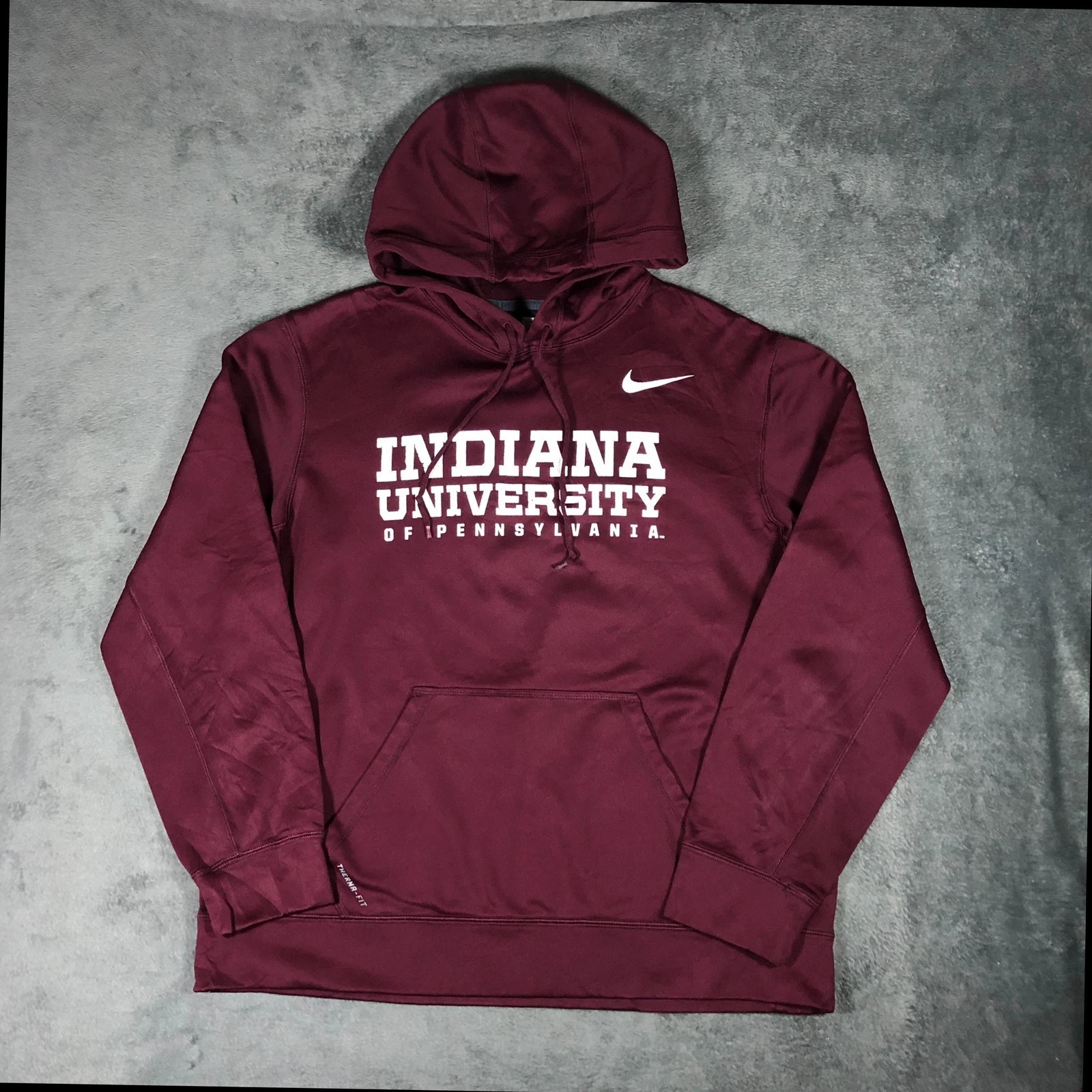 Nike Indiana University Therma Dri Fit Burgundy Spell Out Hoodie L