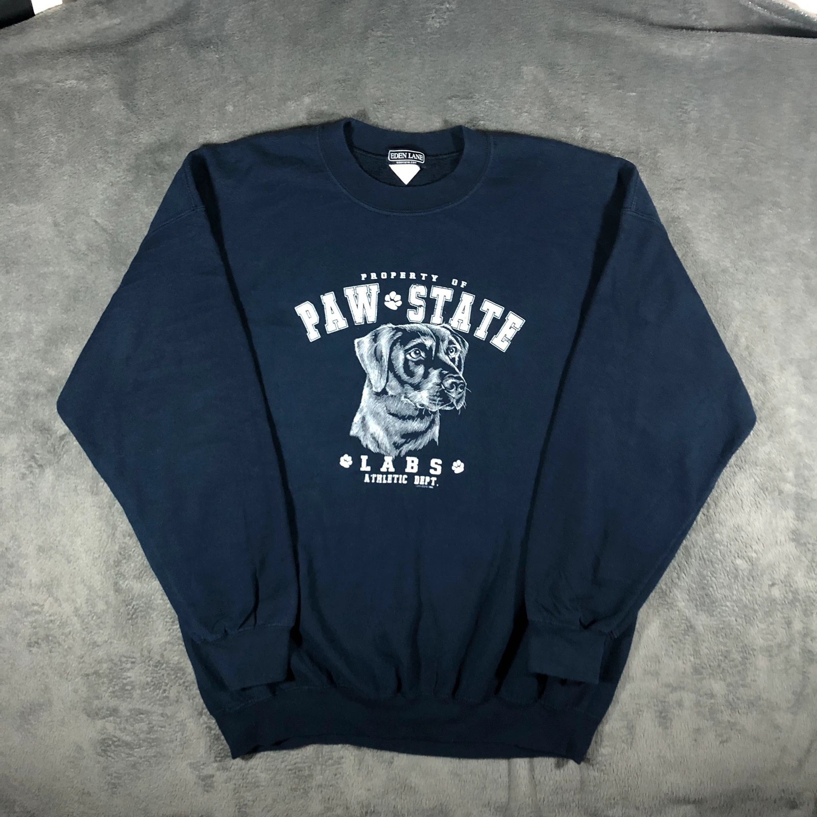 Eden Lane Paw State Labs navy blue spell out sweatshirt