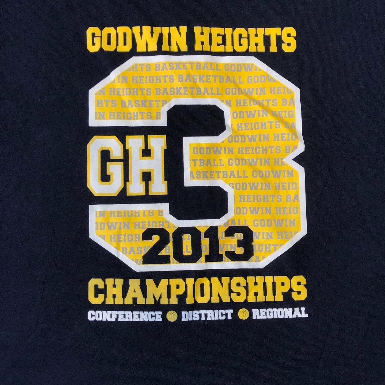 Godwin Heights 2013 basketball Champions navy tee graphic sport SIZE L - Image 3