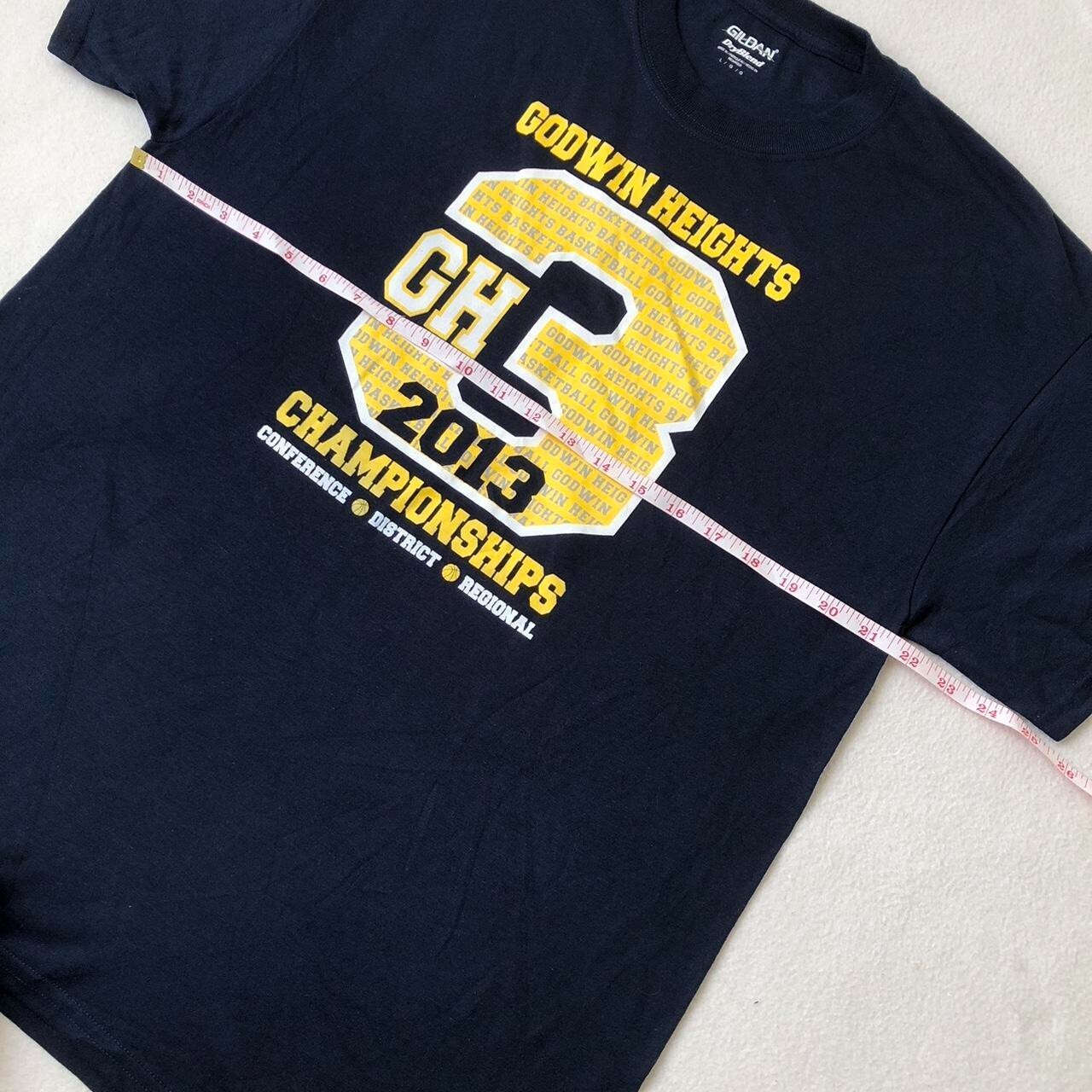 Godwin Heights 2013 basketball Champions navy tee graphic sport SIZE L - Image 6