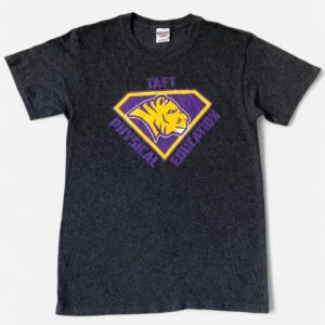 Taft Physical Education dark grey tee with tiger graphic size S