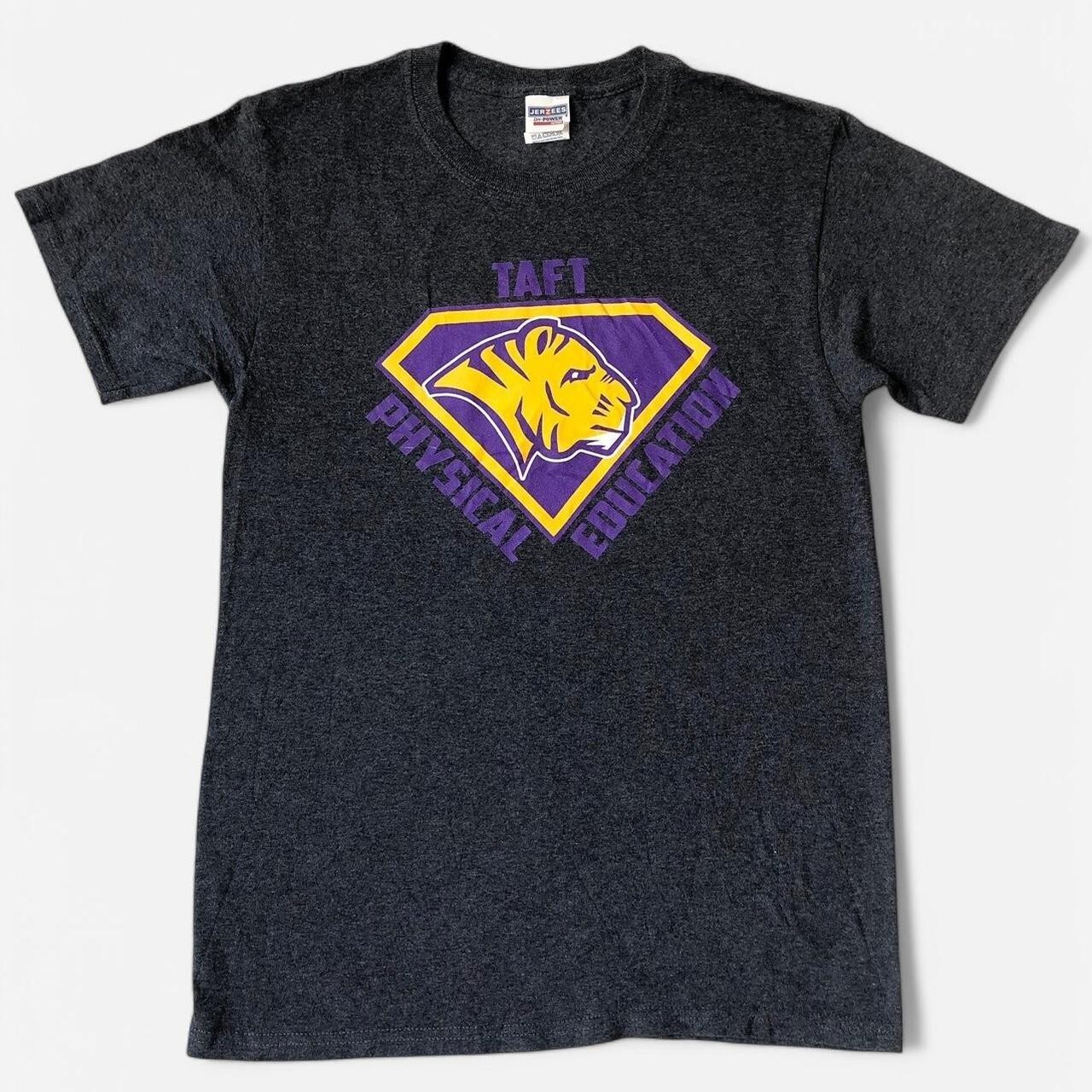 Taft Physical Education dark grey tee with tiger graphic size S