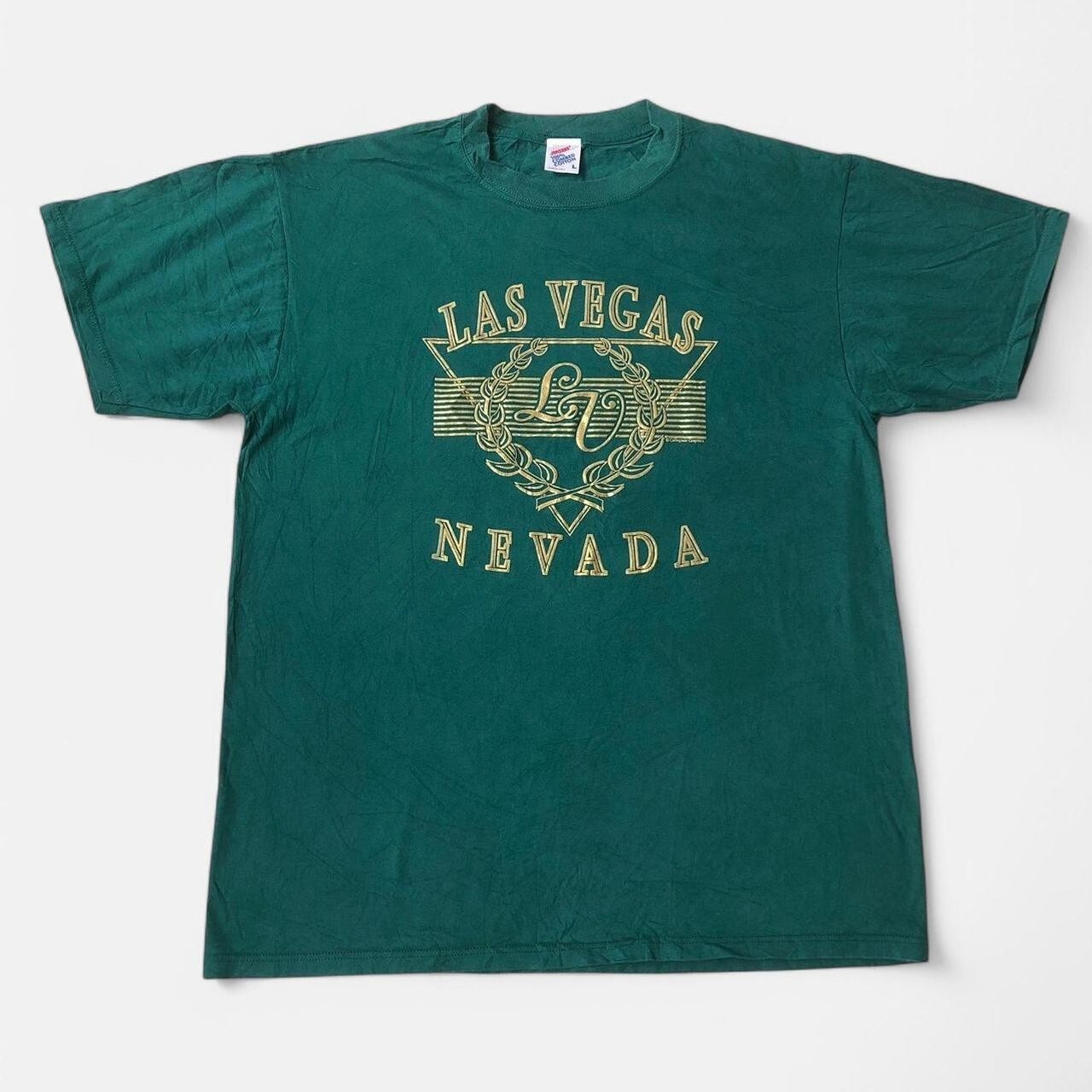 Vintage 90s Las Vegas Nevada aqua green graphic tee size L