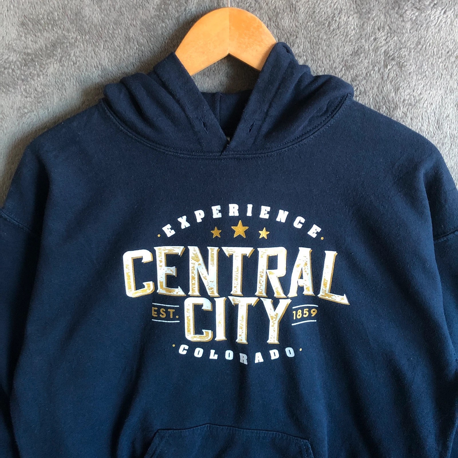 Gildan Central City Colorado navy graphic pullover hoodie M - Image 2