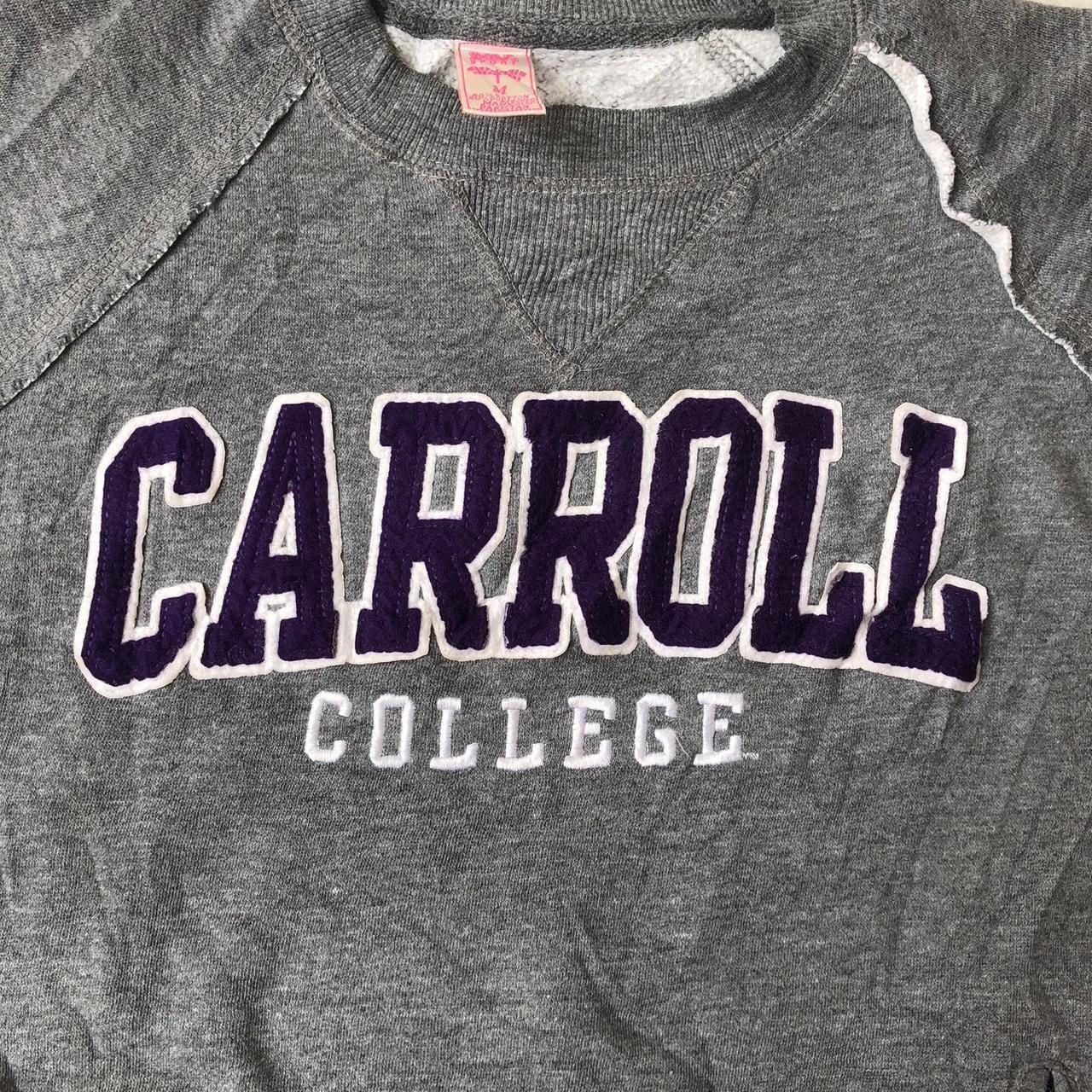 Carroll College distressed grey spell out crewneck sweatshirt women Size M - Image 3