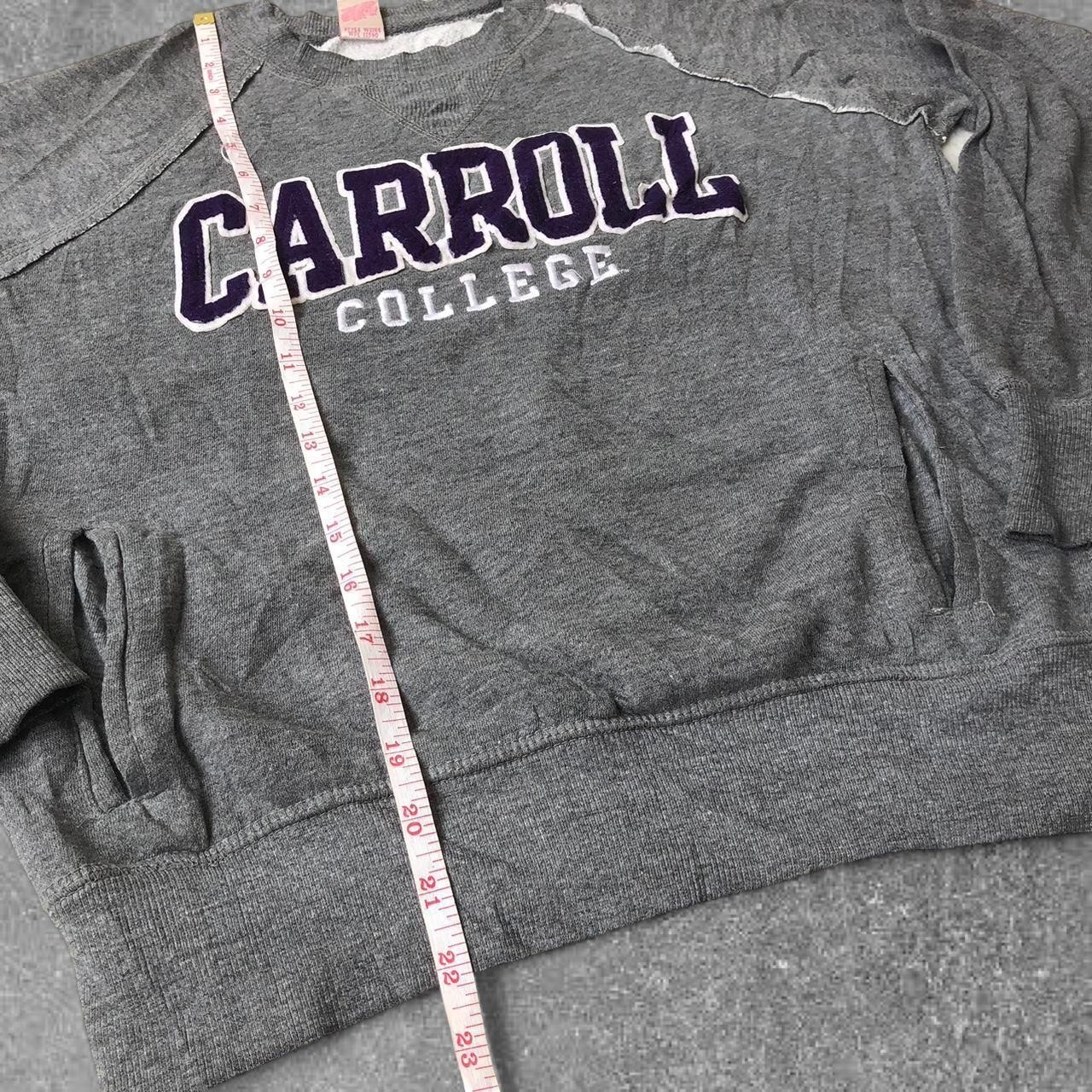 Carroll College distressed grey spell out crewneck sweatshirt women Size M - Image 5