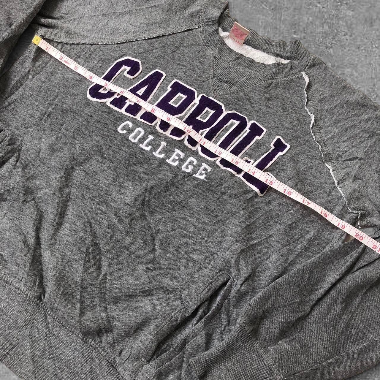 Carroll College distressed grey spell out crewneck sweatshirt women Size M - Image 6