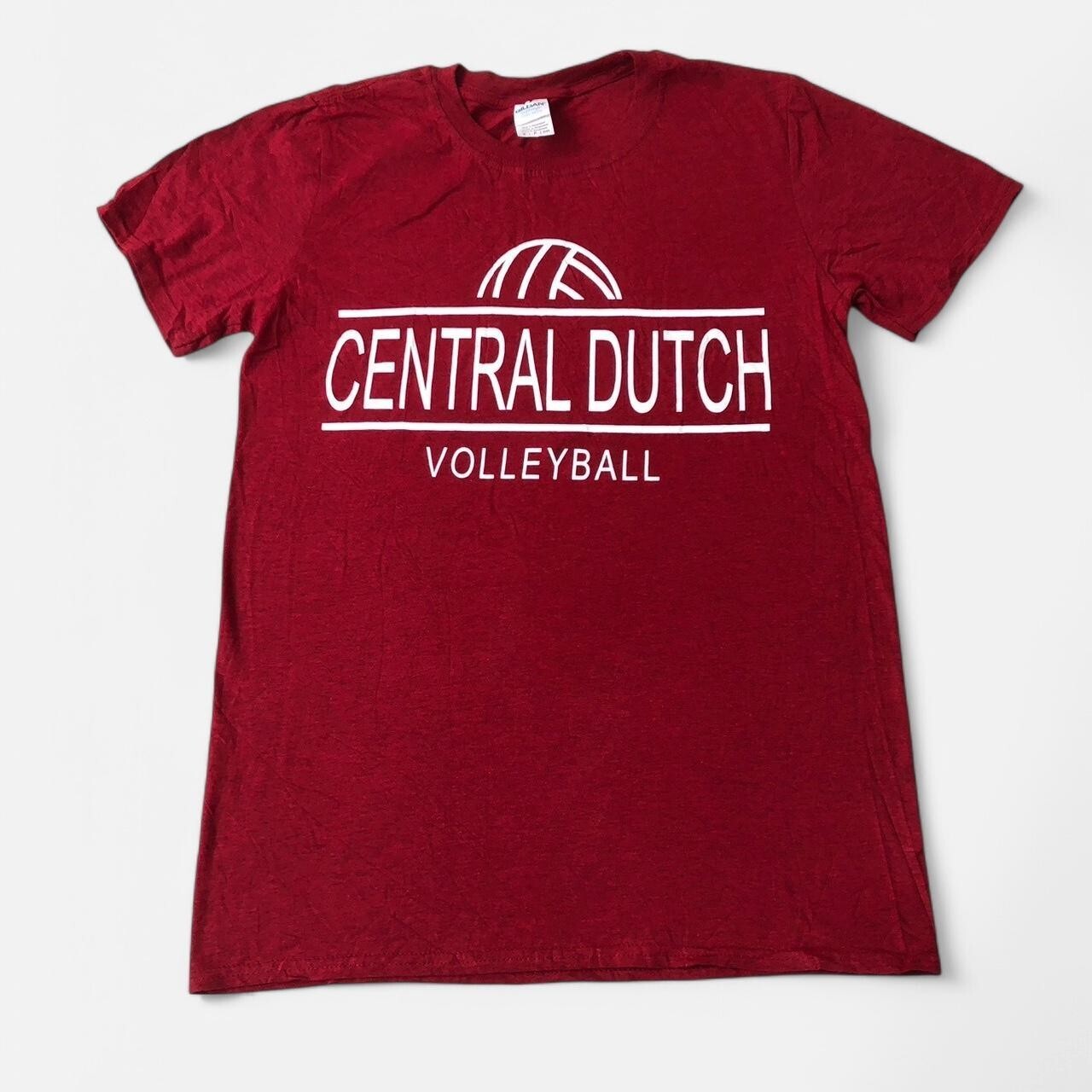 Central Dutch Volleyball dark red tee with white graphic Size S