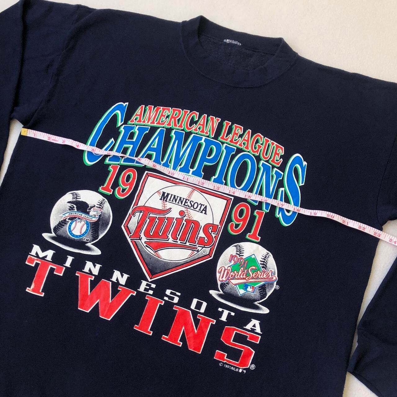 Vintage Minnesota Twins 91 American Champions navy sweatshirt baseball Size L - Image 6