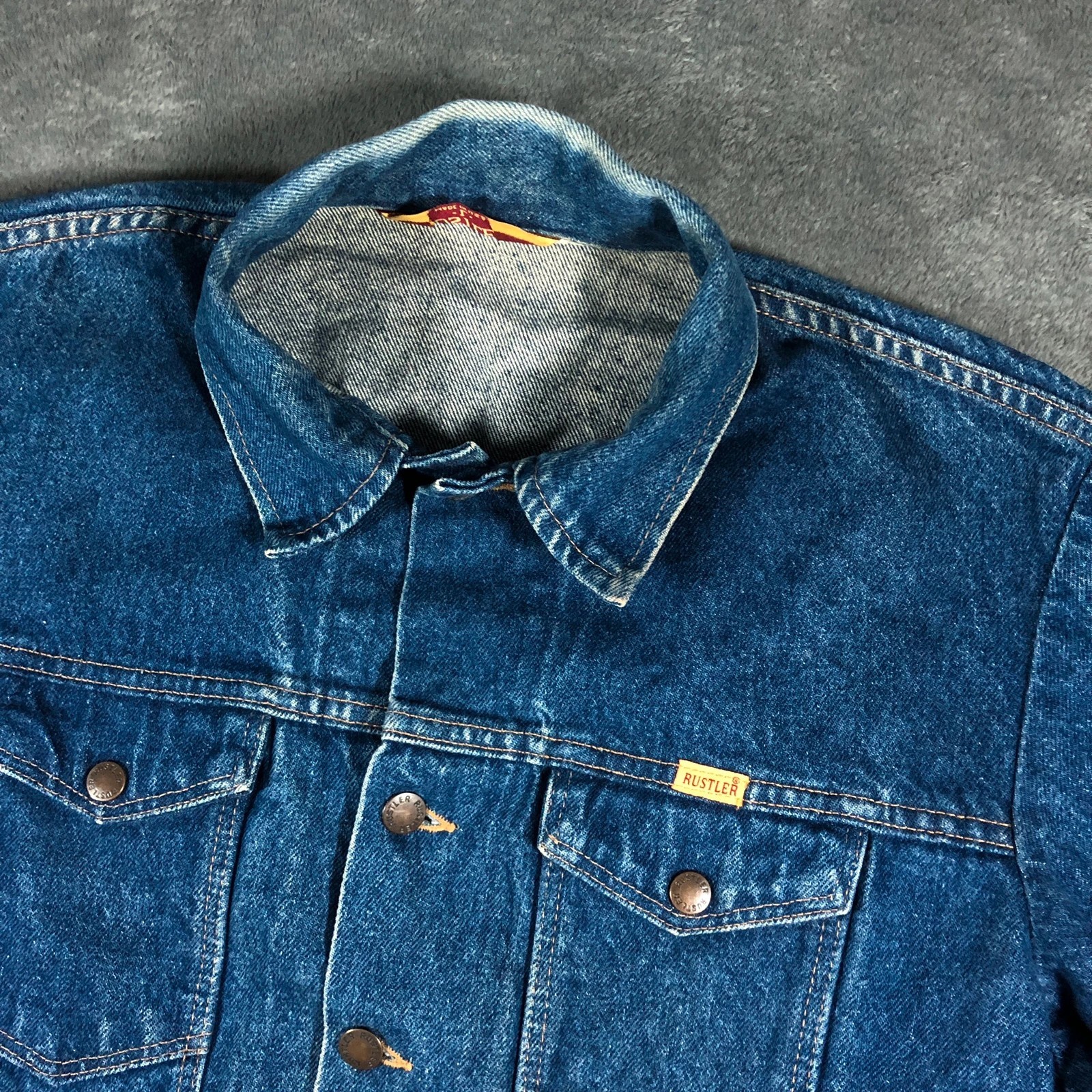 Vintage 90s Rustler Butterfly Trucker Denim Jean Jacket USA L - Image 3