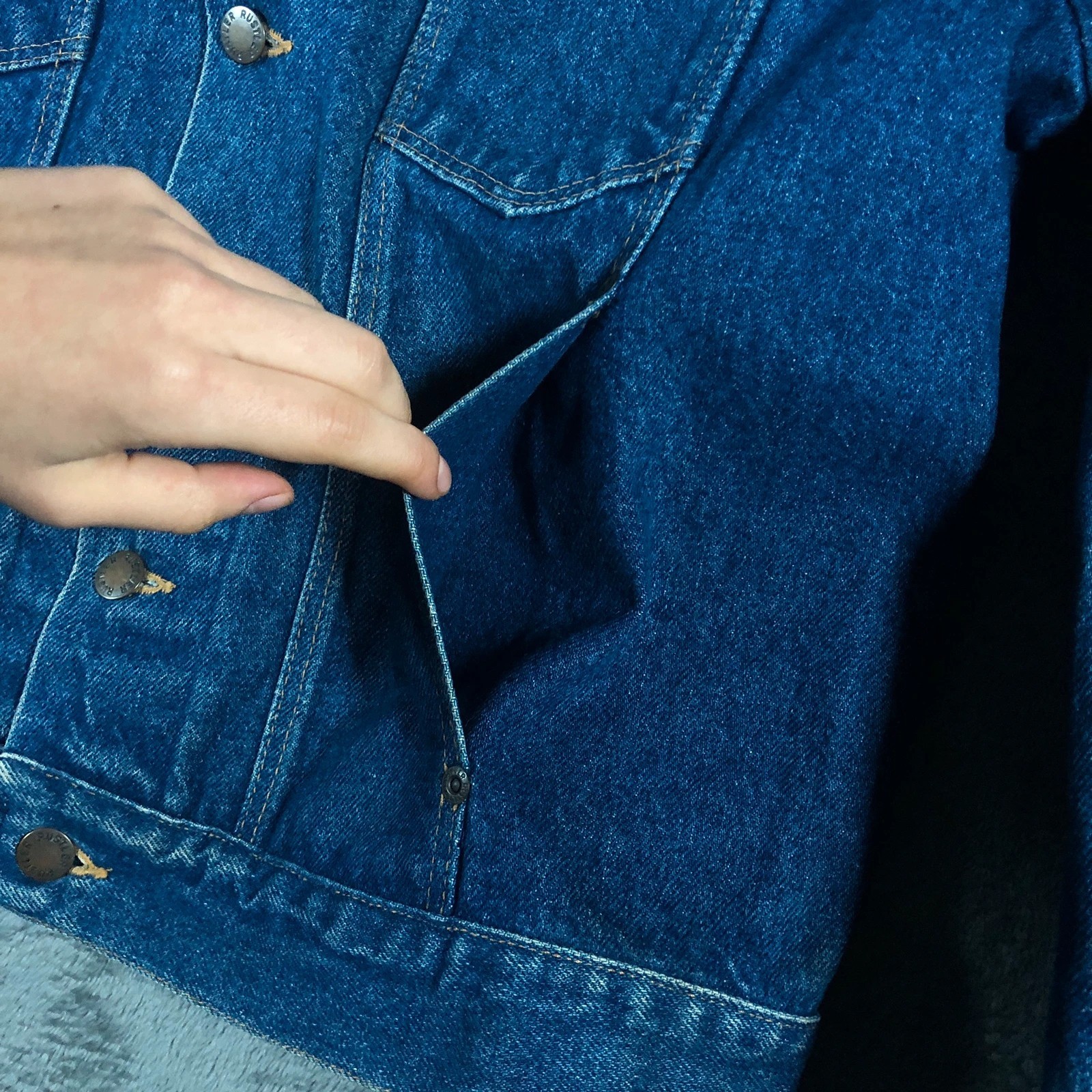 Vintage 90s Rustler Butterfly Trucker Denim Jean Jacket USA L - Image 5