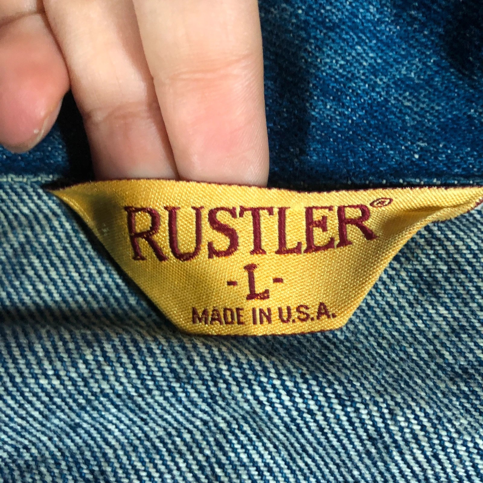 Vintage 90s Rustler Butterfly Trucker Denim Jean Jacket USA L - Image 7