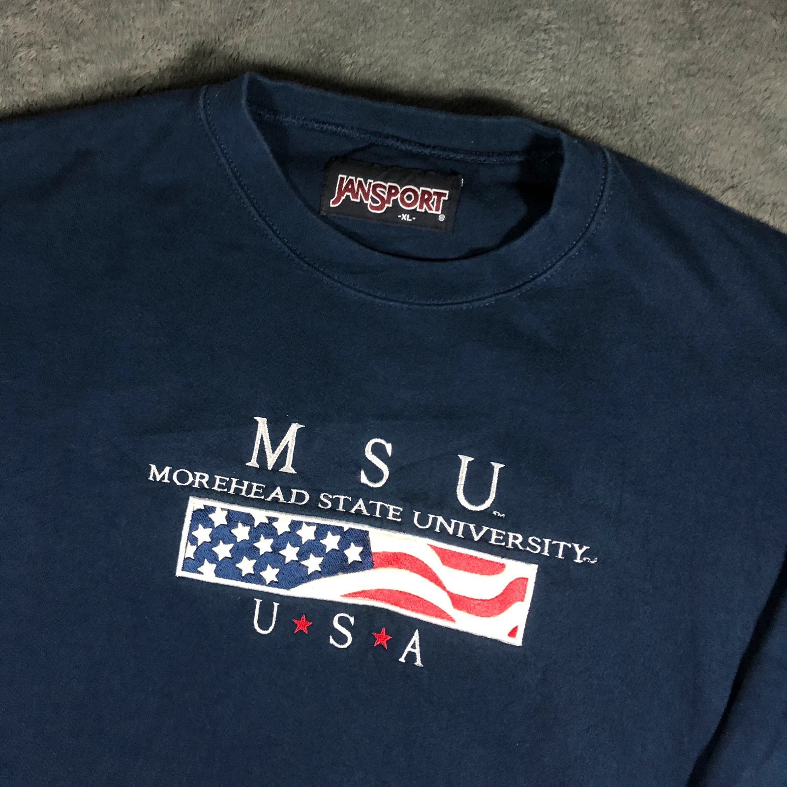 Vintage Morehead State University MSU navy chunky crewneck sweatshirt XL - Image 2