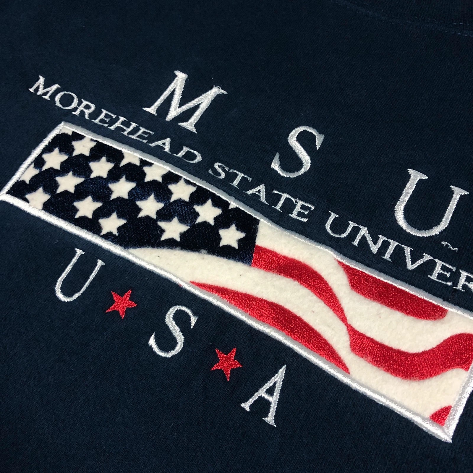 Vintage Morehead State University MSU navy chunky crewneck sweatshirt XL - Image 3