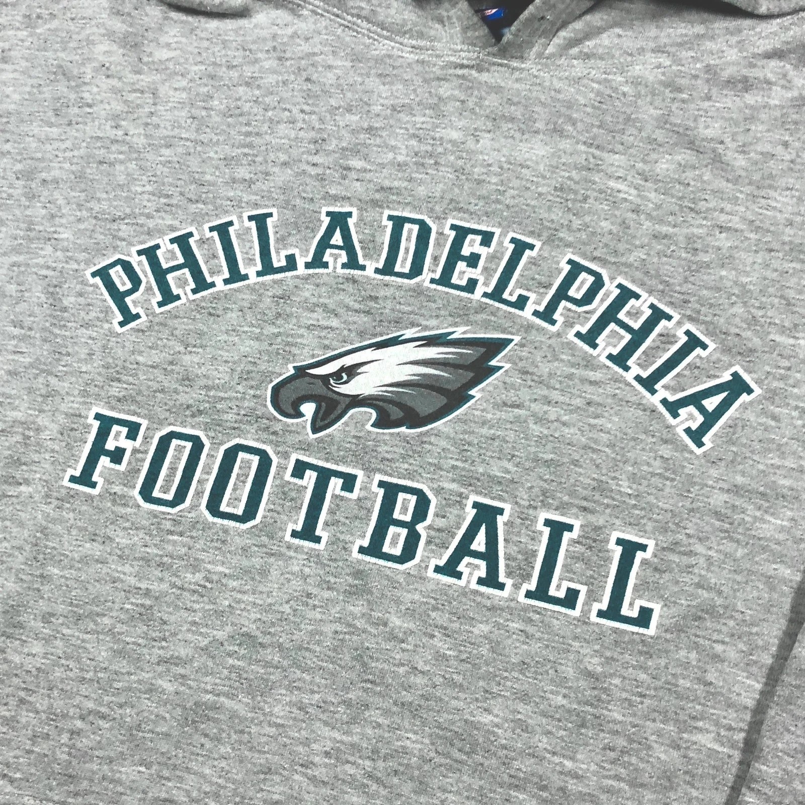 NFL x Rebook Philadelphia Eagles Spell Out Grey Pullover Hoodie M - Image 2