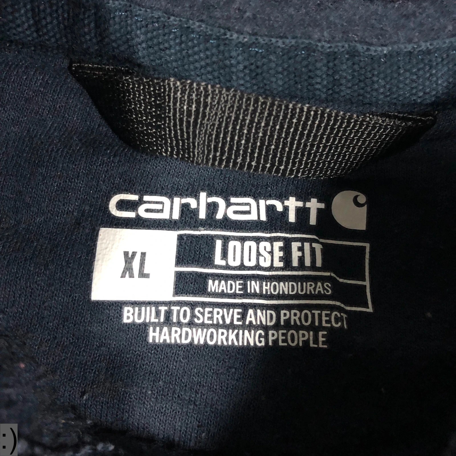 Carhartt Navy Blue Pullover Spell Out Heavyweight Loose Fit Hoodie XL - Image 4