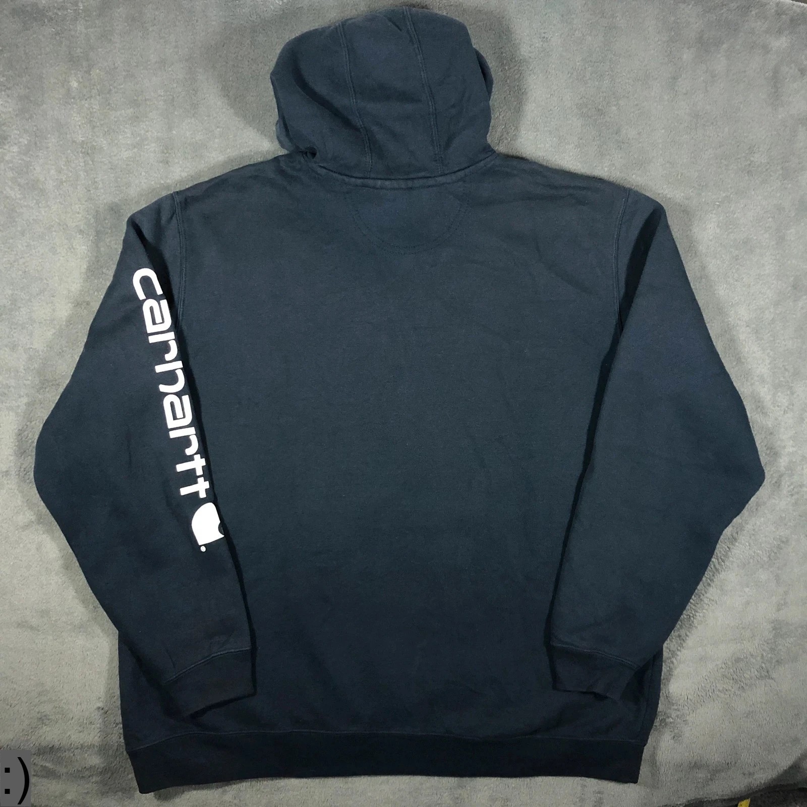 Carhartt Navy Blue Pullover Spell Out Heavyweight Loose Fit Hoodie XL - Image 7