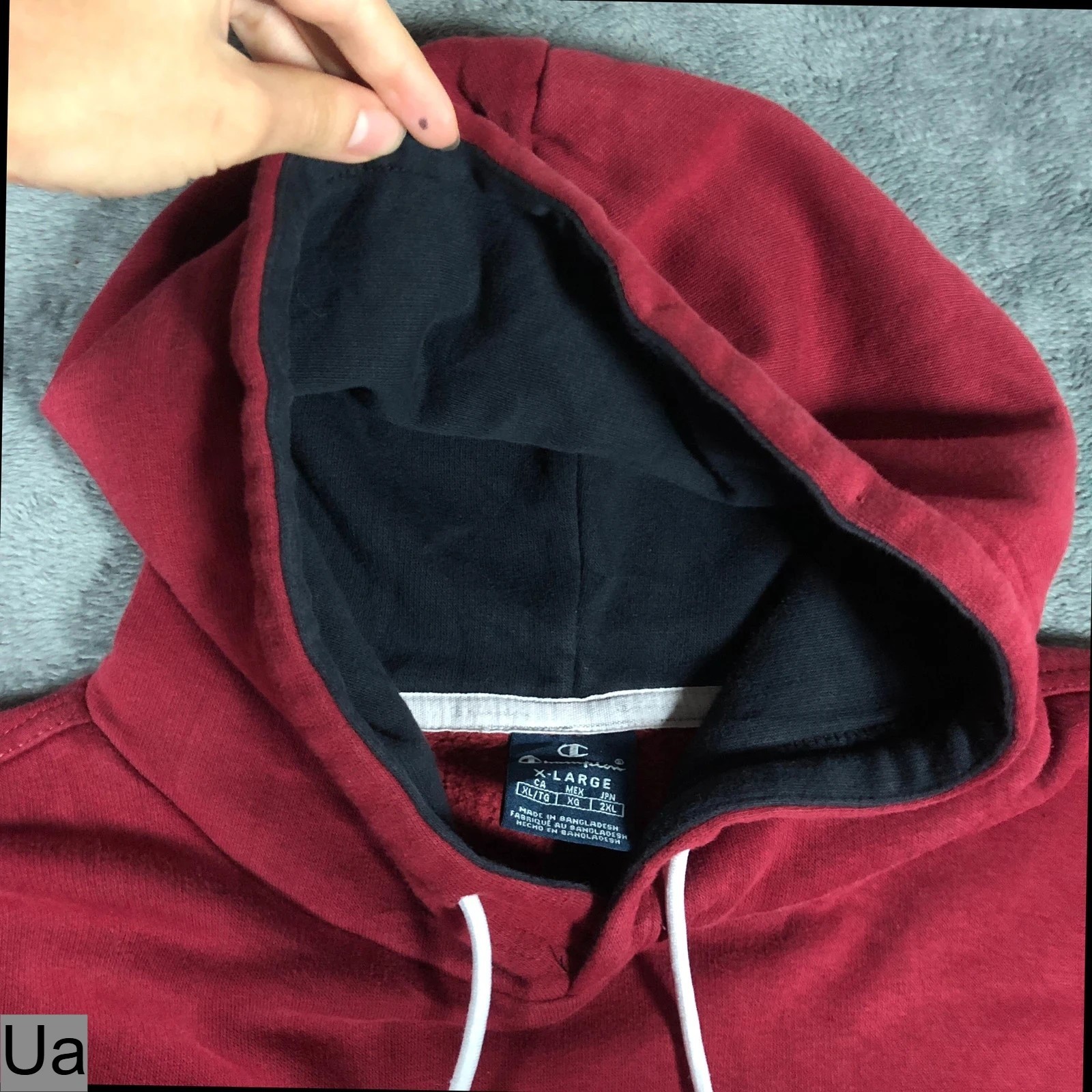 Champion burgundy spell out hoodie XL - Image 6
