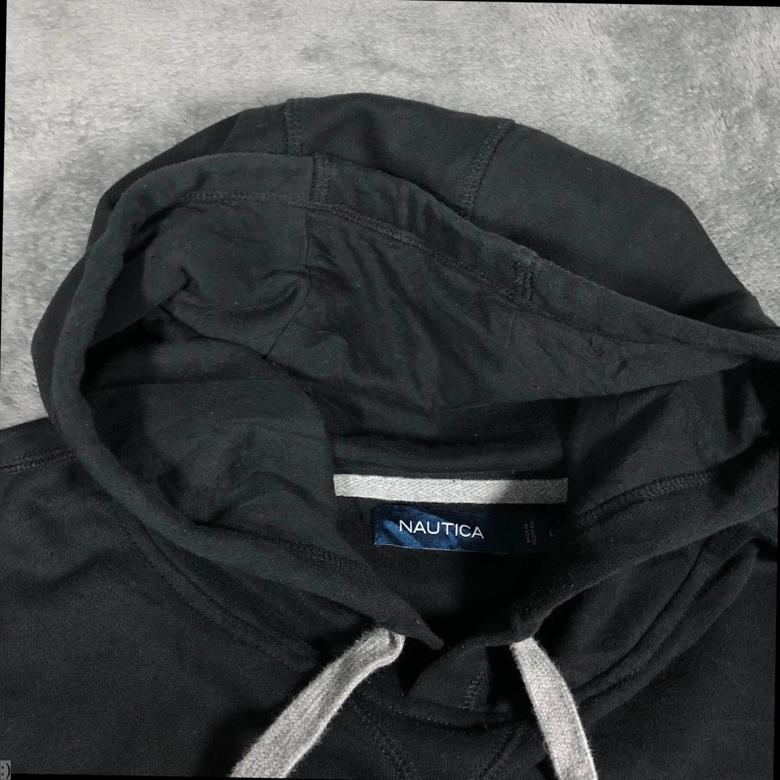 Vintage Nautica black spell out pullover hoodie L - Image 5